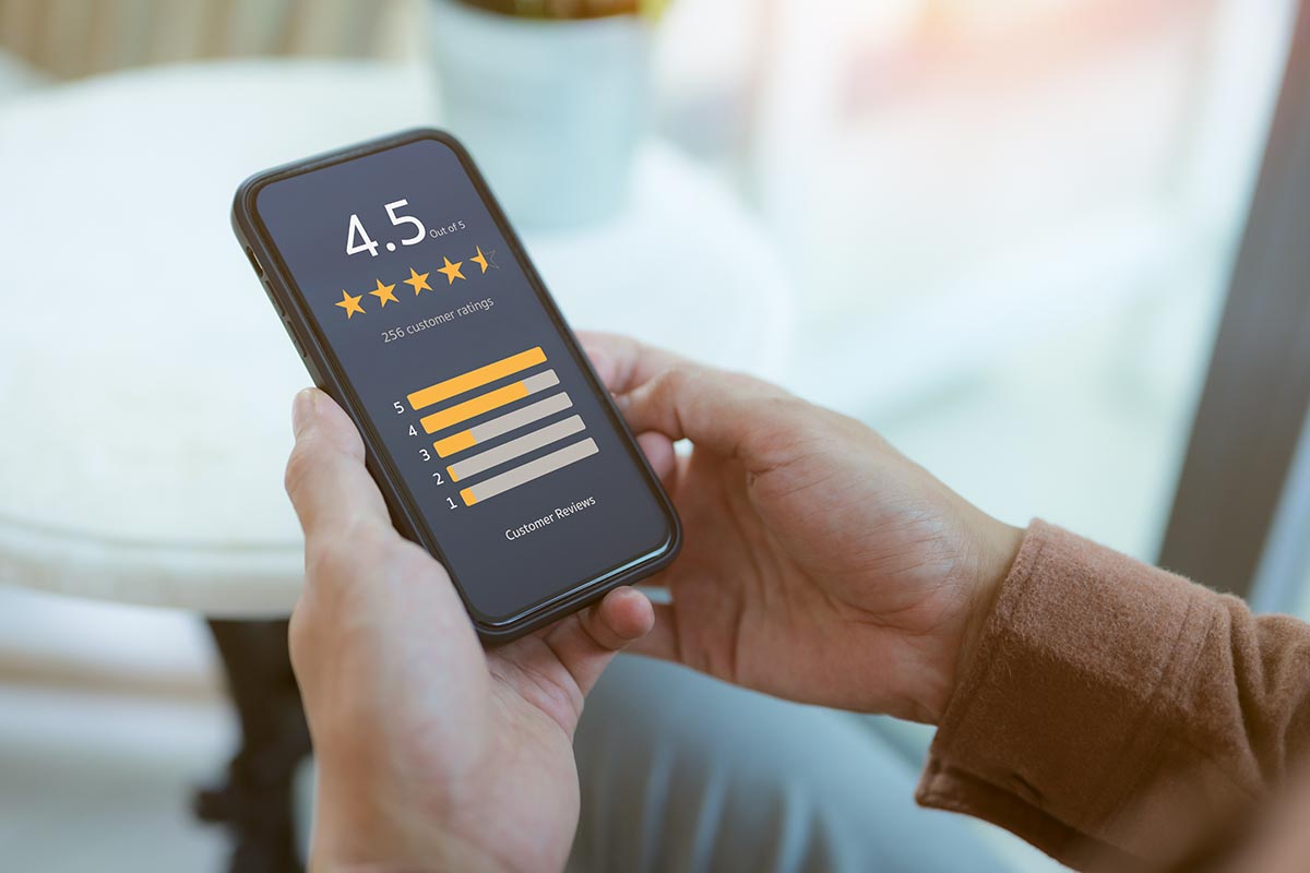 User comment and give excellent rating to service experience on online application, User evaluate quality of service reputation ranking of business. Customer satisfaction feedback survey concept,