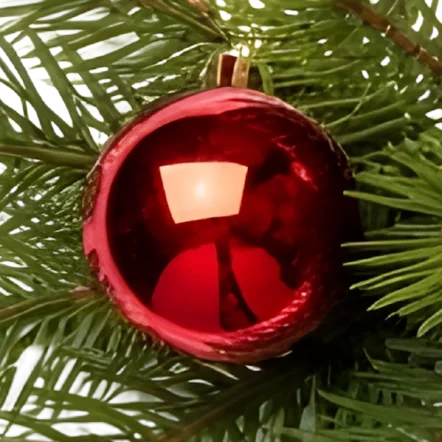 Red Christmas ornament on pine tree for December 2025 newsletter by Ai Healthcare Marketing