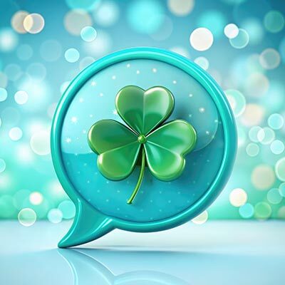 Turquoise Four Leaf Clover Speech Bubble - Saint Patrick's Day 3D Render