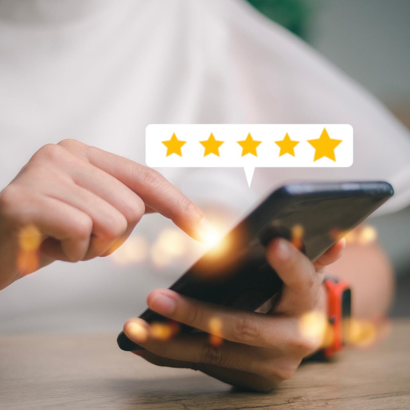 User give rating to service experience on online application, Customer review satisfaction feedback survey concept, Customer can evaluate quality of service leading to reputation ranking of business.